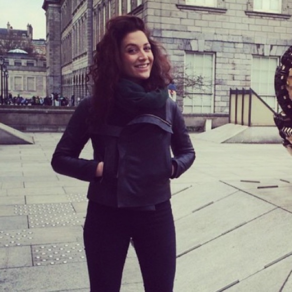 Funnel neck leather jacket NWOT